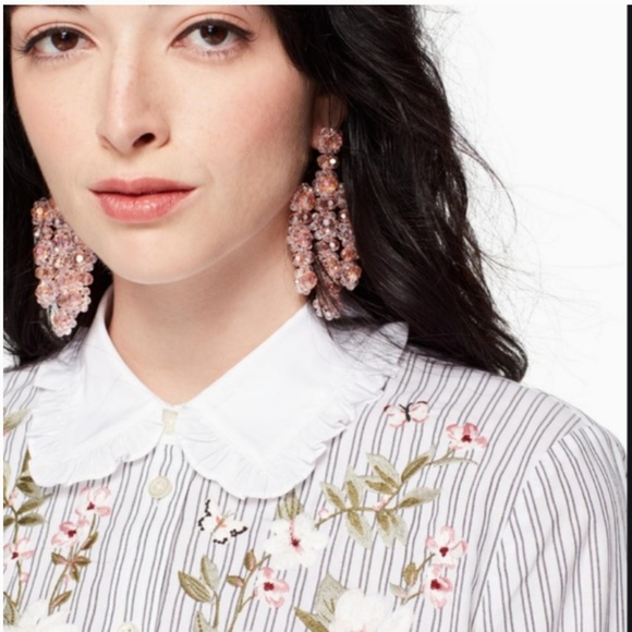 kate spade embroidered stripe ruffle top size small nwt - Picture 4 of 6